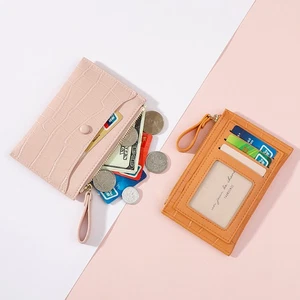 Women's Fashion Pattern Solid Color Zipper Thin Wallet Coin Wallet Card Bag _pu - Picture 1 of 18