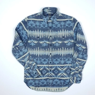 Polo Ralph Lauren Navajo Jacquard Shirt XS Mens Heavyweight Blue Aztec Overshirt - Image 1 of 4