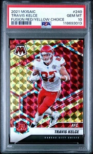 Mosaic 240 Travis Kelce Fusion 2021 rojo/amarillo elección PSA 10 - Imagen 1 de 2