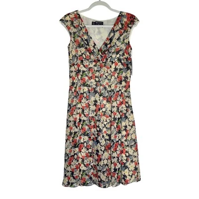 American Living Harbor Floral Cap Sleeve V-Neck Sheath Dress Women's 6 Multi NWT - Image 1 of 4