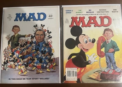 Mad Magazine Mickey Mouse Covers #149 March 1972 + #239 June 1983 Walt Disney - Image 1 of 4