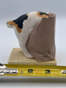 Purrfect Pet Marty Sculptures CALICO CAT Brown Bag Behavior Figurine 3.5" Tall - Picture 1 of 9