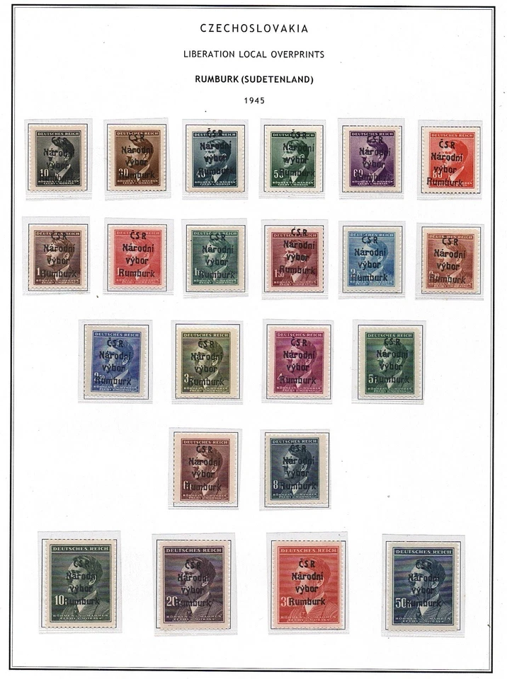 Czechoslovakia WWII (1945) - Soviet Zone Local Post Overprint “Rumburk” - Image 1 of 1