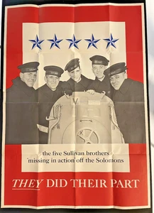 US Navy The 5 Sullivan Brothers They Did Their Part 40"x28.4" Poster WW2 1943 - Picture 1 of 7