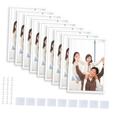 8x12 Picture Tiles | Mix Tiles Picture Frames Stick on Wall | White - 9 Pcs - Image 1 of 4