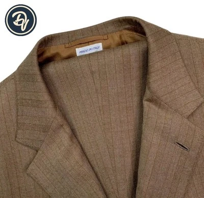 Mint! Bespoke 48 R Brioni 100 % Cashmere Light Brown Multi Stripe Suit Italy - Image 1 of 4