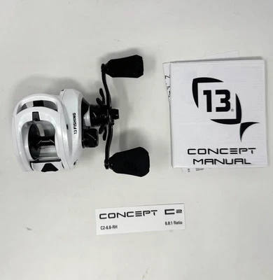 13 FISHING " CONCEPT C2 " 6.8:1 FRESHWATER BAITCAST REEL * NEW * RH -- C2-6.8-RH - Image 1 of 4