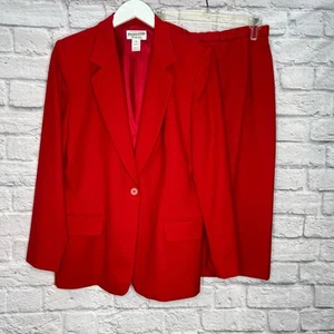 Pendleton Womens 2-PC Classic Skirt Suit Red Wool Size 10 Blazer Pencil Midi - Imagen 1 de 7