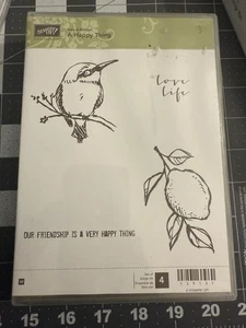 Stampin' Up a Happy Thing Vogel Zitrone Liebe Klammerhalterung Gummistempel A30137 GEBRAUCHT - Bild 1 von 7