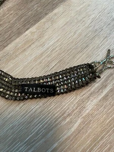 Talbots Green Iridescent Beaded Tie Belt Size OSFA Length 77" MINT Condition - Picture 1 of 3