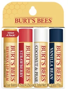 Burt's Bees 100% Natural Moisturizing Lip Balm, Multipack, 4 Count Free Shipping - Picture 1 of 8