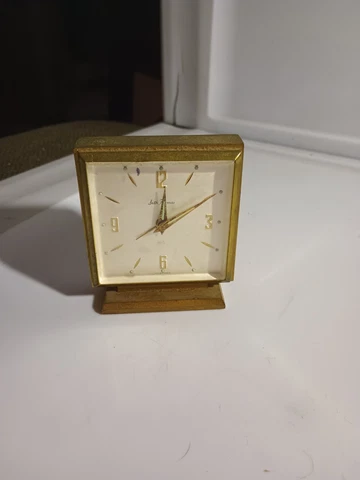 Rare Mid Century Modern Brass Seth Thomas Travel Clock Alarm German for repair Cover