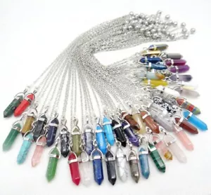 Colgante de péndulo curativo cadena de chakra Reiki cristal cuarzo piedra natural 30 piezas - Imagen 1 de 34