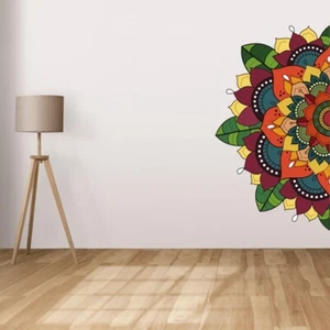 110 cm Beautiful Colorful Half Mandala Wall Sticker Self Adhesive Sticker - Picture 1 of 4