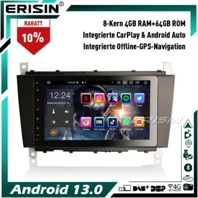 Android 13 Autoradio 8-Kern CarPlay Navi DAB+ Mercedes C/CLK/CLC-Klasse W203 GPS - Bild 1 von 4