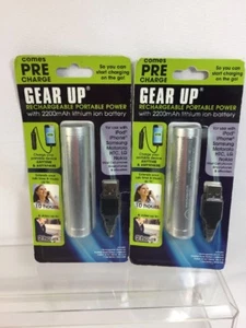(2) Silver Gear Up 2200 MAH Powerbank Portable Charger iPhone Android Micro USB - Picture 1 of 3