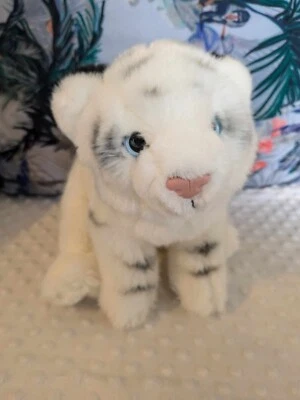 Vintage Toys R Us White Tiger Cat Soft Toy Plush Blue Eyes 12" Retired - Image 1 of 4