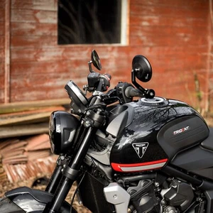 Trident 660 - TEC Clamp-on CNC Bar End Mirrors - Black - Picture 1 of 5