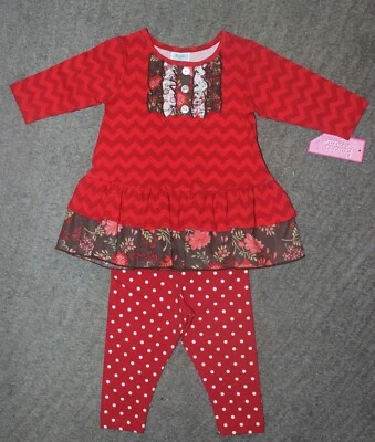 Peaches 'n Cream Baby Girls 2 Piece Long Sleeve Outfit - Size 12 Months - NWT - Image 1 of 4