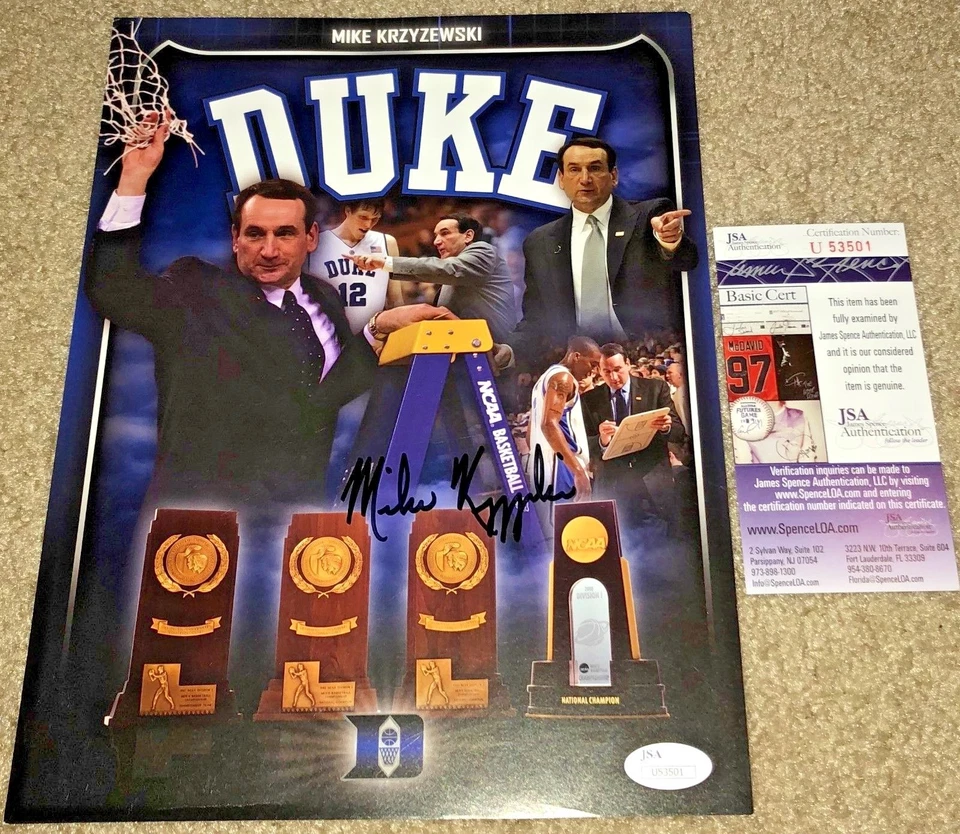 MIKE KRZYZEWSKI SIGNED 8.5X11 DUKE BLUE DEVILS PHOTO BASKETBALL NCAA 2018-19 JSA - Image 1 of 1