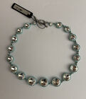 Ann Taylor 18 3/4” Necklace Aqua Blue & Clear Silver Tone NOS Sparkle