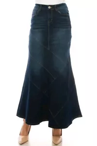Women's High Waist Jean Mermaid Stretch Denim Midi Skirt M - Picture 1 of 21
