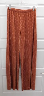 Calça Zara ferrugem branca bolinhas estampa micro plissada perna larga P - Imagem 1 de 3