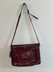 Bolso de Mano ELEM Cuero Lagarto Rojo Vino Vintage - Imagen 1 de 18