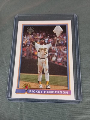 1991 Bowman Baseball Rickey Henderson (HOF) SB Record #692 Oakland A's N/M. - Image 1 of 2