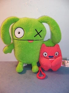 Ugly Dolls - Ox Green 8" Plush & Lucky Bat clip on 4" --- lot of 2 -- VGC - Picture 1 of 4