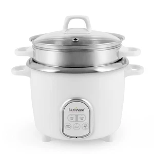 Housewares NutriWare 14-Cup (Cooked) Digital Rice Cooker and Food Steamer, White - Foto 1 di 7