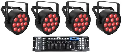 (4) Chauvet DJ SlimPAR T12 ILS RGB LED D-Fi USB Par Wash Lights+DMX Controller - Image 1 of 4