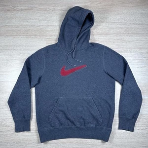 Vintage Nike Hoodie Men’s Raised Swoosh Fuzzy Logo Sweatshirt Pullover Medium M - Picture 1 of 8