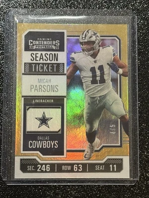 Micah Parsons 2023 Panini Contenders Season Ticket Gold Goal Line FOTL 4/5 SSP  - Image 1 of 4