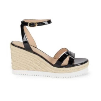 Stuart Weitzman Catalina Patent Leather Black Espadrille Sandals – Sz 9.5B - Image 1 of 4