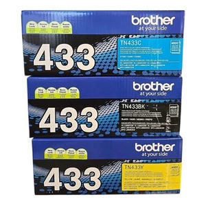 Juego de tóner Brother TN-433 Alto Rendimiento Negro Cian Amarillo - Paquete de 3 - Nuevo - Imagen 1 de 2