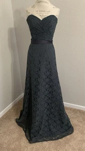 Mori Lee Brautjungfer-Abschlussball-Homecoming-Cocktail-Formelles Kleid Gr. 10 Grau Spitze - Bild 1 von 16