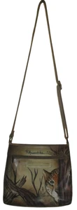 Anuschka hand painted leather medium crossbody handbag Leopard clean inside - Picture 1 of 12