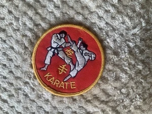 Vintage Karate Martial Arts Fighting 1970's Red Yellow 3" Sew-On Patch - Picture 1 of 2