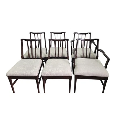 1960s Mid-Century Martin Maple Dining Chairs Set of 8 Upholstered Seats - Image 1 of 4