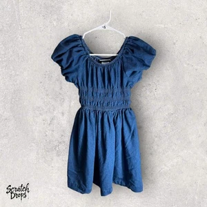 Vestido BONNIE JEAN Niña Juvenil Talla 10 Denim Azul Michelle Manga Abullonada Calado - Imagen 1 de 3