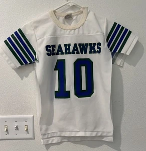 VTG Seattle Seahawks Jersey Rawlings Kids MED #10 White 1970’s? Jersey *READ* - Picture 1 of 13
