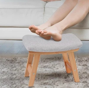 Small Wooden Ottoman Foot Stool With Comfy Cushion Hold Up to 300lb Step Stool - Bild 1 von 7