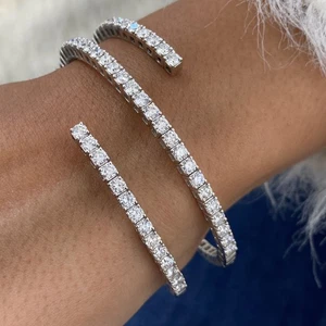 Round Lab-Created Diamond Bangle Bracelet 4.65ct F/VS 14K White Gold - Picture 1 of 6