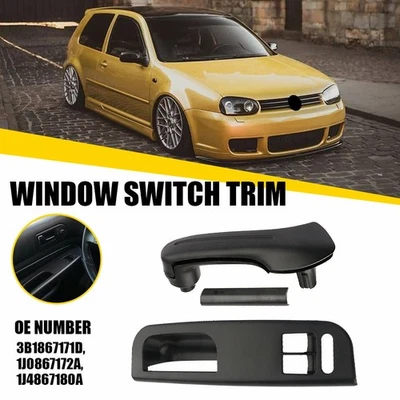 Para VW Golf MK4 2Dr 2X Puerta PULL MANIJA EMBELLECEDOR 1X Juego de bisel de panel de interruptor de ventana EE. UU. Foto 1 de 4