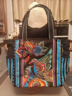 NWT! Black/Multi/Turquoise XL Laurel Burch Birds Tote/Shoulderbag - Image 1 of 4