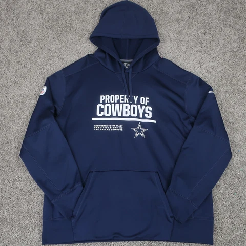 Dallas Cowboys Hoodie Mens 2XL XXL Navy Nike Therma Fit Performance Property Of Cover
