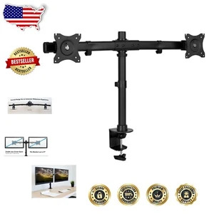 Versatile Double Monitor Mount | Tilt, Swivel & Rotate | C-Clamp & Grommet Bases - Picture 1 of 11