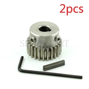 2 piezas 1 módulo engranaje de propulsión de acero inoxidable 25 dientes orificio 10 mm engranaje de motor con llave de 4 mm - Imagen 1 de 5