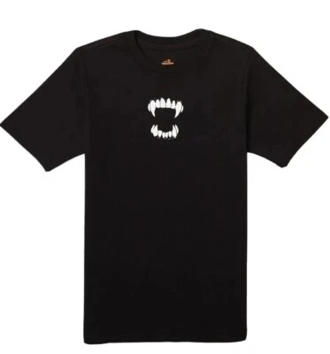 New Boys Girl Vampire Fangs Halloween Shirt Black Short Sleeve XL 14 / 16 - Image 1 of 4
